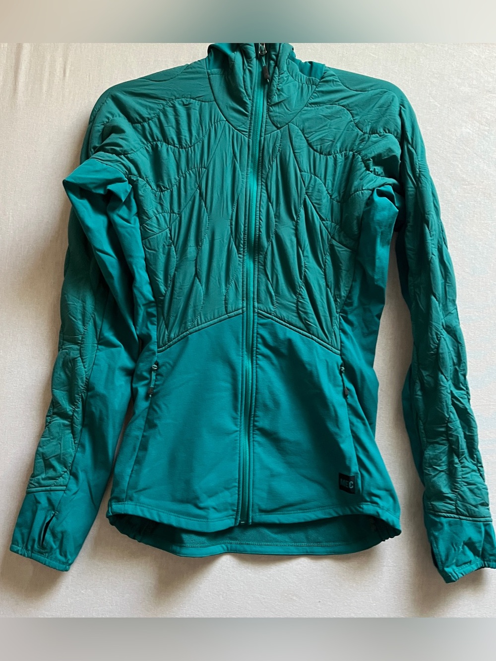 MEC Womens Teal Lightweight Insulated Fitted Active Jacket Sz XS